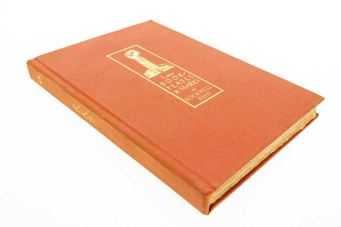 Rockwell Kent LATER BOOKPLATES AND MARKS OF ROCKWELL: Rockwell Kent LATER BOOKPLATES AND MARKS OF ROCKWELL KENT 1937 Author-Signed Limited Edition Scarce Gilt Illustrated Prospectus Laid In Book Art Albright Art Gallery Leo Hart Lakeside Press Rare Book 