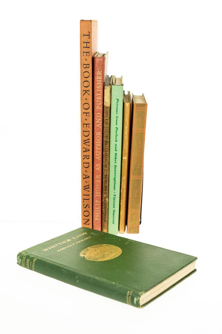 7V COLLECTIBLE BOOKS-ON-BOOKS AND LITERARY HISTORY: 7V COLLECTIBLE BOOKS-ON-BOOKS AND LITERARY HISTORY Vintage And Antique Author-Signed Limited Edition First Printing Decorative Christopher Morley John Greenleaf Whittier Samuel T Pickard Illustrated M