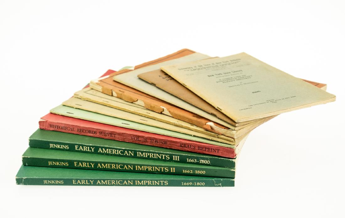 11V Collectible Reference BIBLIOGRAPHIES OF AMERICAN: 11V Collectible Reference BIBLIOGRAPHIES OF AMERICAN IMPRINTS Books-On-Books NYS Idaho Jenkins Catalogs WPA Utica Schenectady Sag Harbor Long Island West Virginia Canandaigua 18th-Century Albany NY Ne