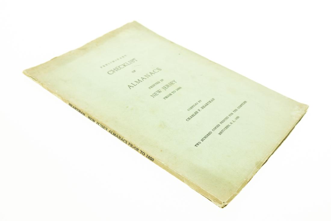 Charles F Heartman PRELIMINARY CHECKLIST OF ALMANACS: Charles F Heartman PRELIMINARY CHECKLIST OF ALMANACS PRINTED IN NEW JERSEY PRIOR TO 1850 1929 Scarce Limited Edition Printed In Metuchen NJ Poor Rogers Burlington Almanack Isaac Collins Citizen And Fa