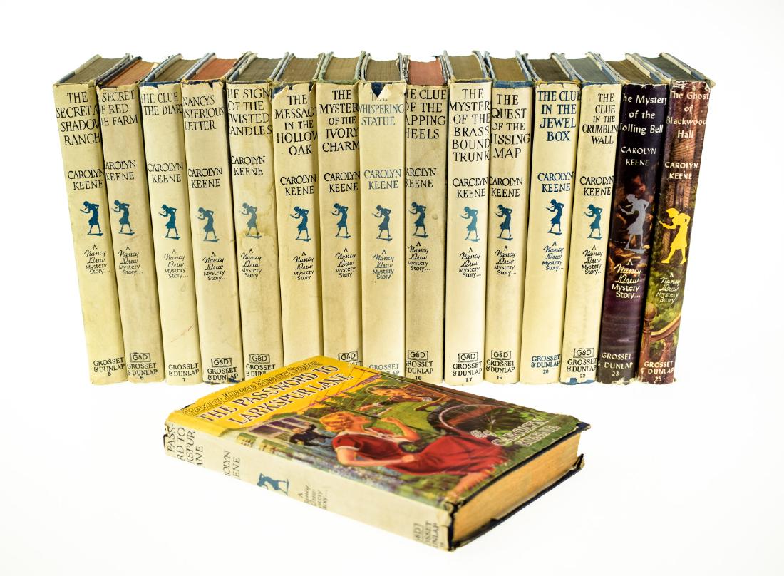16V Carolyn Keene NANCY DREW MYSTERY SERIES IN DUST: 16V Carolyn Keene NANCY DREW MYSTERY SERIES IN DUST JACKETS 1931-1948 Early Printings Shadow Ranch Red Gate Farm Clue Diary Ivory Charm Whispering Statue Tapping Heals Crumbling Wall Ghost Blackwood H