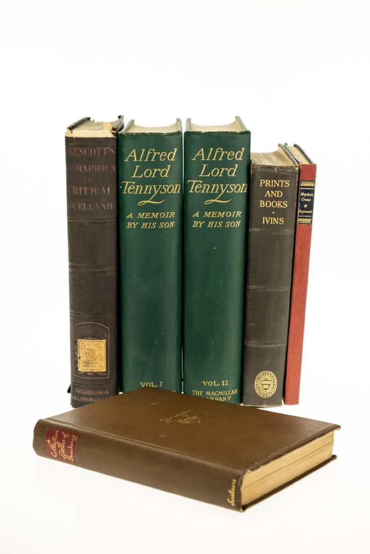 6V Collectible Books DECORATIVE ANTIQUE BOOKS-ON-BOOKS: 6V Collectible Books DECORATIVE ANTIQUE BOOKS-ON-BOOKS AND LITERARY HISTORY Gilt Limited Edition Prospectus Laid In William Makepeace Thackeray Letters Stephen Crane Carteret Book Club NJ Prints And B