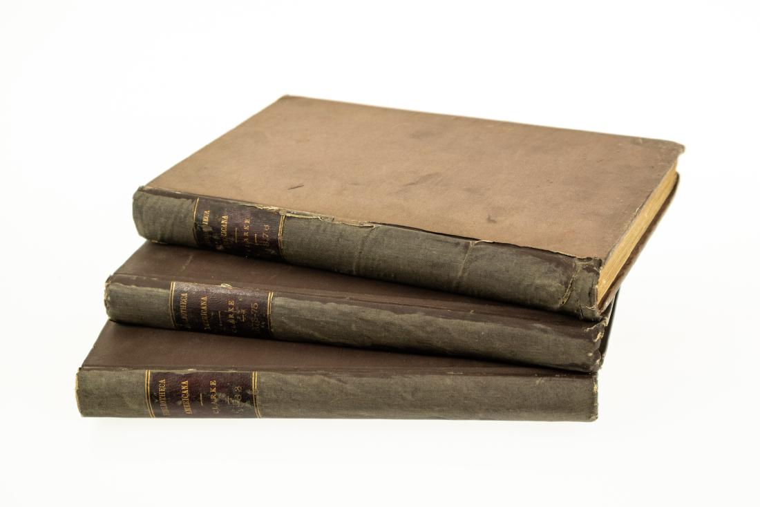 3V Antique Bound Issues ROBERT CLARKE AND CO CATALOGUE: 3V Antique Bound Issues ROBERT CLARKE AND CO CATALOGUE OF BOOKS AND PAMPHLETS RELATING TO AMERICA Scarce 1873 and 1875 Editions 1876 1883 The United States Colonial and Revolutionary War of 1812 Mexic