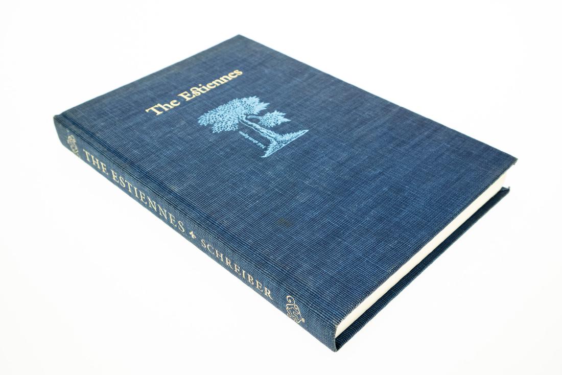 Fred Schreiber THE ESTIENNES AN ANNOTATED CATALOGUE OF: Fred Schreiber THE ESTIENNES AN ANNOTATED CATALOGUE OF 300 HIGHLIGHTS OF THEIR VARIOUS PRESSES 1982 Very Rare Reportedly Limited to 600 Copies Illustrated Facsimile Illustrations Henri Estienne Printe