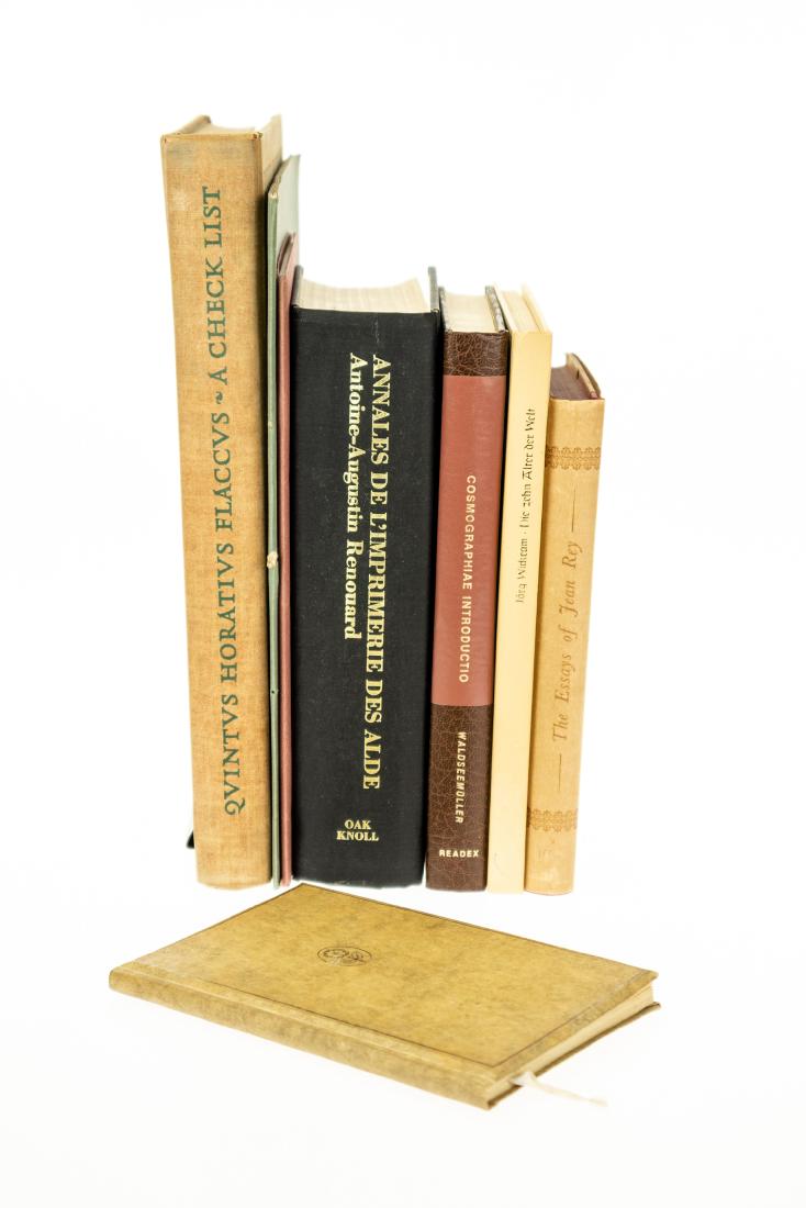 8V HISTORY OF EARLY BOOKS AND MANUSCRIPTS Limited: 8V HISTORY OF EARLY BOOKS AND MANUSCRIPTS Limited Edition Incunabula Zuchtiger Sitten Erasmus Decorative Gilt Essays of Jean Rey Facsimile Reprint Cosmographiae Introductio Martin Waldseemuller Annale