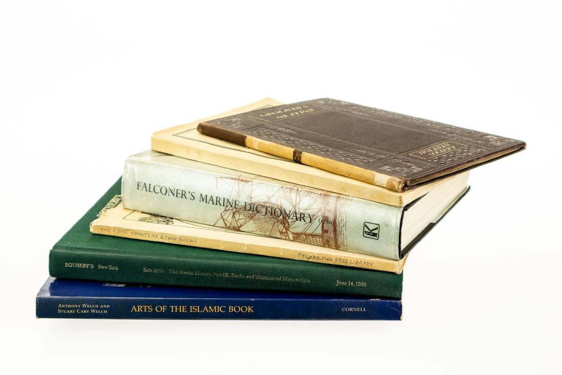 6V Collectible Books-On-Books HISTORY OF EARLY BOOKS: 6V Collectible Books-On-Books HISTORY OF EARLY BOOKS AND MANUSCRIPTS Bibliographic Incunabula Islamic Illumined Grimaldiâ€™s Funeral Oration 1550 for Andrea Alciati Photo-Litho Facsimile Holbein 