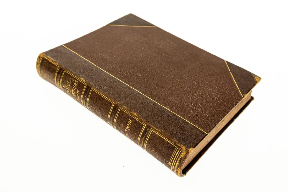 Mark Twain A CONNECTICUT YANKEE IN KING ARTHURâ€™S: Mark Twain A CONNECTICUT YANKEE IN KING ARTHURâ€™S COURT 1889 First Printing Early State Scarce Deluxe Leather Binding Marbled Edges Illustrated by Dan Beard American Literature Satire Burlesque 