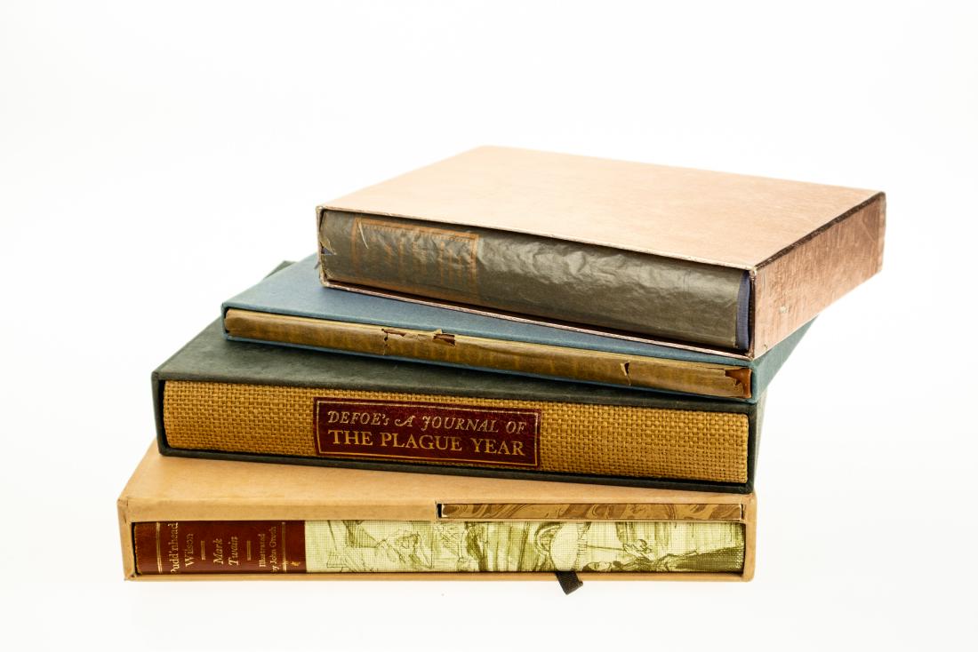 4V Collectible Literature LIMITED EDITIONS CLUB: 4V Collectible Literature LIMITED EDITIONS CLUB CLASSICS Signed Decorative Gilt Slipcase Illustrated Moll Flanders Daniel Defoe Reginald Marsh Man Without a Country Edward Everett Hale Edward A Wilson