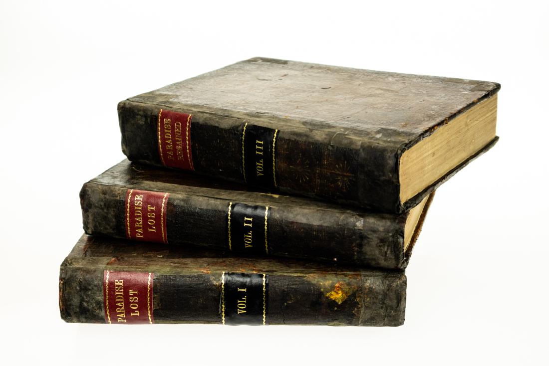 3V John Milton PARADISE LOST AND REGAINED 1775/1777: 3V John Milton PARADISE LOST AND REGAINED 1775/1777 Complete Antique Engraved Illustrations Frontispieces Epic Poem Blank Verse English Poet Biblical Story Fall of Man Religious Themes Christianity Sa