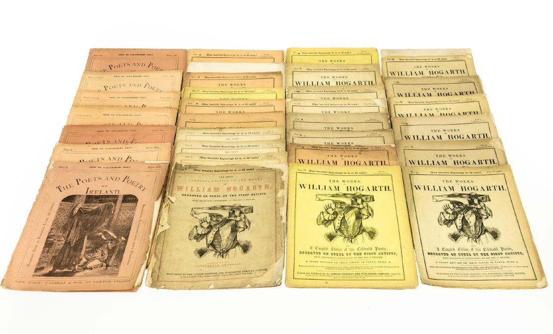 35V Collectible Issues THE WORKS OF WILLIAM HOGARTH AND: 35V Collectible Issues THE WORKS OF WILLIAM HOGARTH AND THE POETS AND POETRY OF IRELAND Antique Illustrated Engravings English Painter Satirist Caricature Artist Writers Thomas Moore Samuel Lover Fran