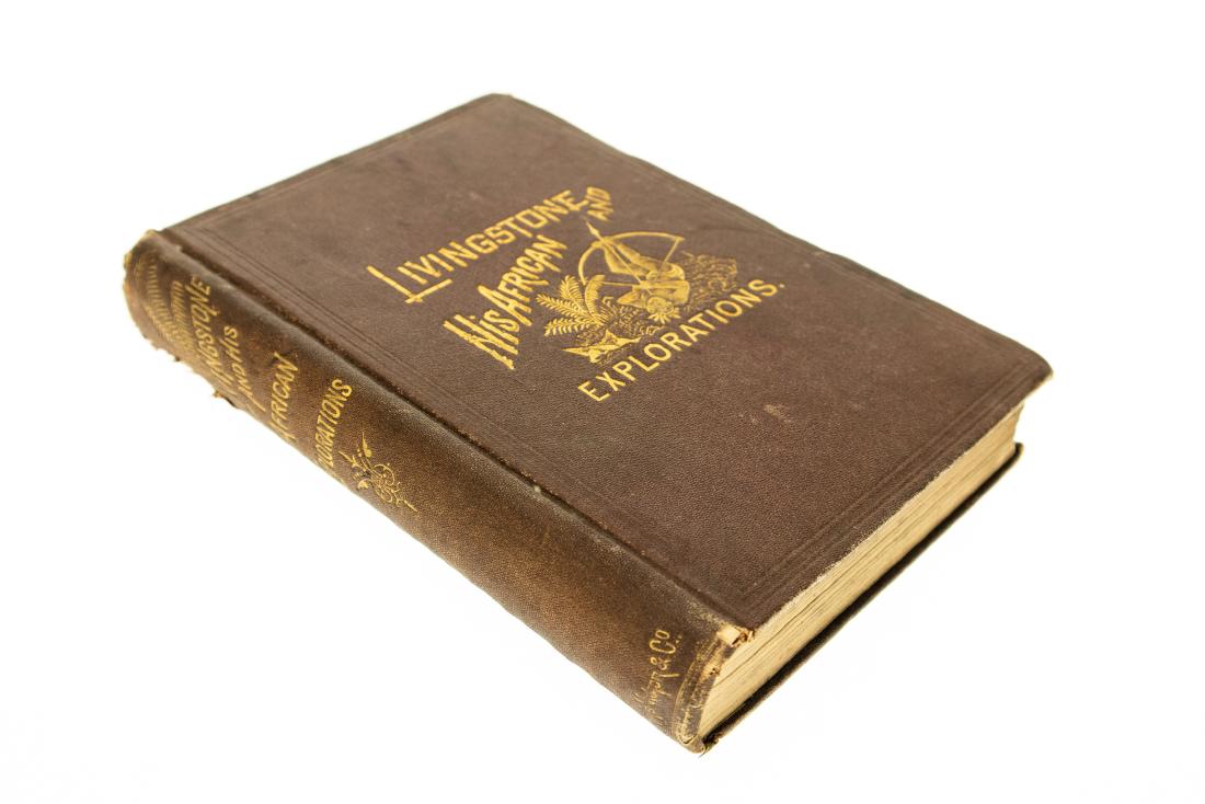 LIVINGSTONE AND HIS AFRICAN EXPLORATIONS 1872 Very Rare: LIVINGSTONE AND HIS AFRICAN EXPLORATIONS 1872 Very Rare Decorative Gilt Map Slave Trade Africa Stanley Dawson Nile Watershed S O Beeton Ronald Smith David Livingstone Biography Lake Nyassa Cazembe Ivo