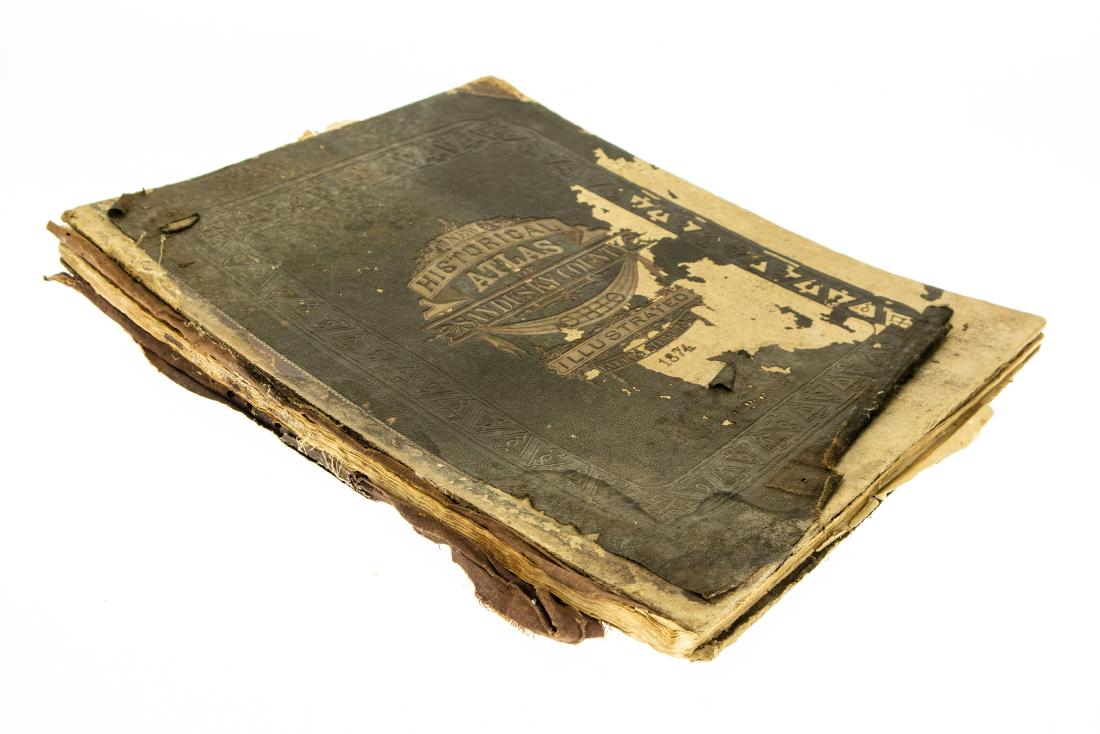 Antique Folio Atlas COMBINATION ATLAS MAP OF SANDUSKY: Antique Folio Atlas COMBINATION ATLAS MAP OF SANDUSKY COUNTY OHIO 1874 Elephant Folio Color Maps Fold-Outs Portraits Sketches Lithographic Views Everts Stewart and Co Fremont Rice Riley Jackson Scott 