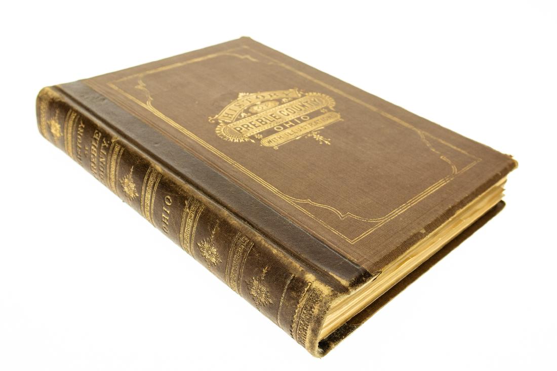 HISTORY OF PREBLE COUNTY OHIO 1881 Antique Beveled: HISTORY OF PREBLE COUNTY OHIO 1881 Antique Beveled Board Edges Gilt Illustrated Map Biographical Sketches Portraits Residences Reference Felix Lohrer Sr Beechy Indiana Daniel Christman James Deem Wash