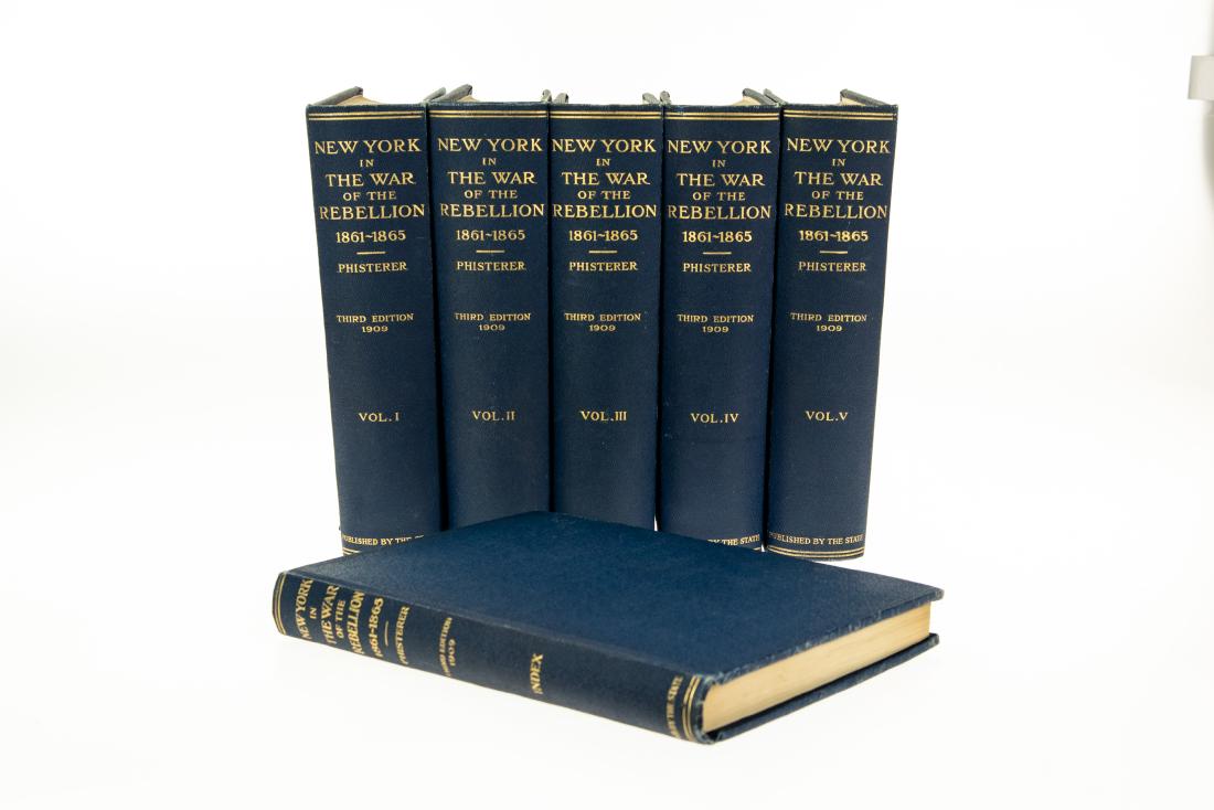 6V Frederick Phisterer NEW YORK IN THE WAR OF THE: 6V Frederick Phisterer NEW YORK IN THE WAR OF THE REBELLION 1861 TO 1865 1912 Complete Set US Civil War Maps Illustrated Plates History Circular Muster Rolls Organizations Officers Field Honor Roll Ti