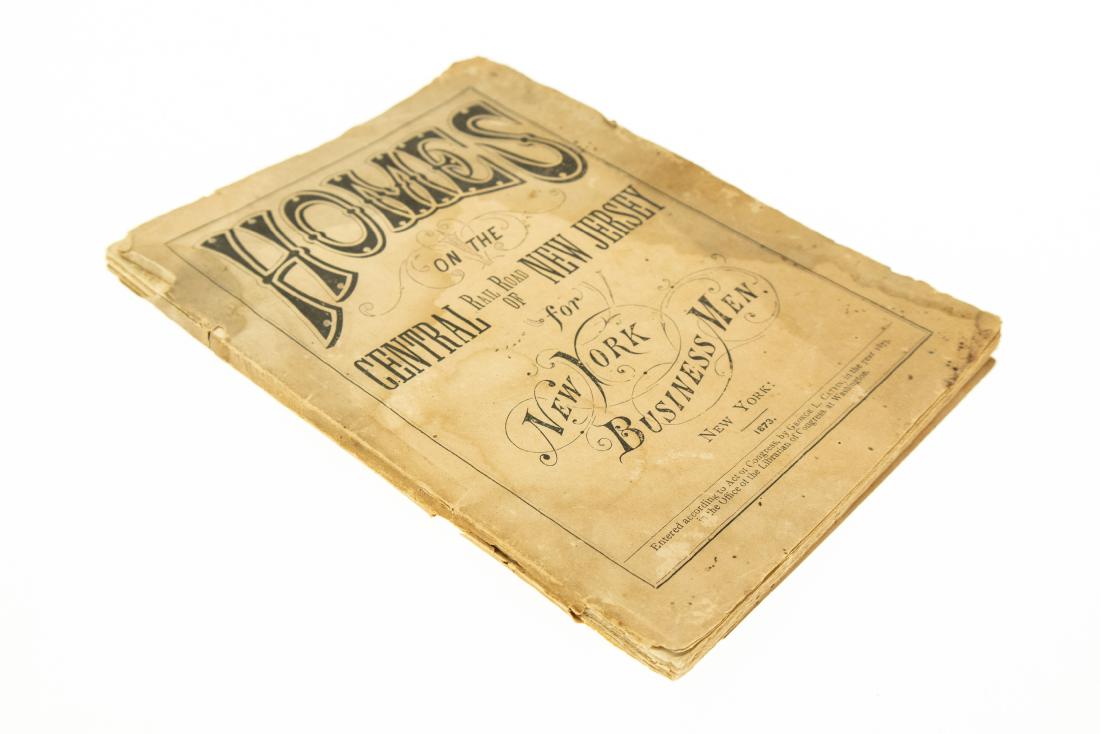 George L Catlin HOMES ON THE CENTRAL RAIL ROAD OF NEW: George L Catlin HOMES ON THE CENTRAL RAIL ROAD OF NEW JERSEY FOR NEW YORK BUSINESSMEN 1873 Antique Very Rare RR Piece Advertising Illustrated Homes Businesses Railroad Depot Maps Brochure Easton Somer