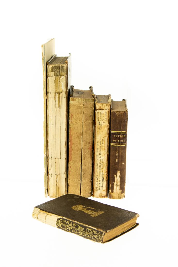 6V ANTIQUE POETRY Decorative Leatherbound Quintus: 6V ANTIQUE POETRY Decorative Leatherbound Quintus Horatius Flaccus Course of Time Robert Pollok Flower Vase Language of Flowers Miss S C Edgarton Poetical Works Lord Byron Dramas Urania Rhymed Lesson 