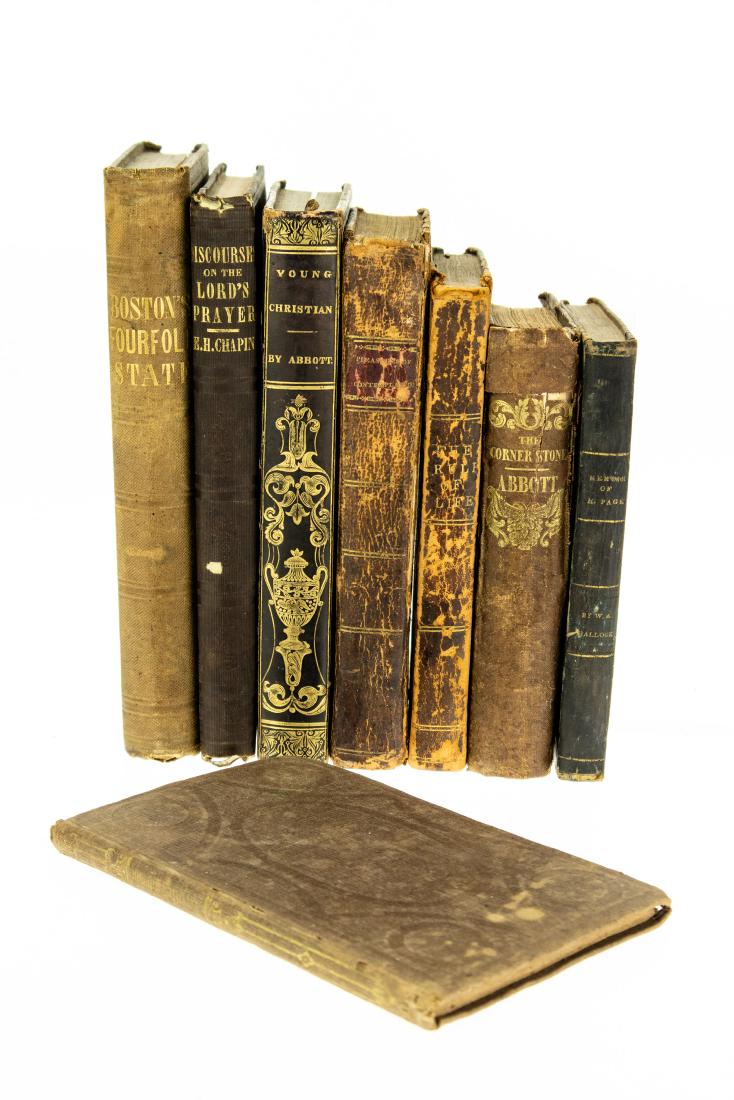8V ANTIQUE THEOLOGY Decorative Leatherbound Gilt: 8V ANTIQUE THEOLOGY Decorative Leatherbound Gilt Tooling Der Alte Buchman Barth Cornerstone Christian Truth Jacob Abbott Rule of Life Moral Sentences Watson Adams Young Christian Human Nature Fourfold