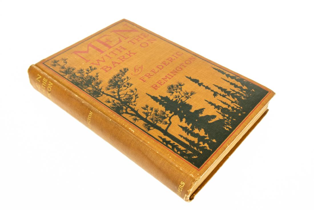 Frederic Remington MEN WITH THE BARK ON 1900 First: Frederic Remington MEN WITH THE BARK ON 1900 First Printing Illustrated War Soldiers Hunting Native Americans West American Painter Illustrator Writer Sculptor Title: Men with the Bark On Author: Fred