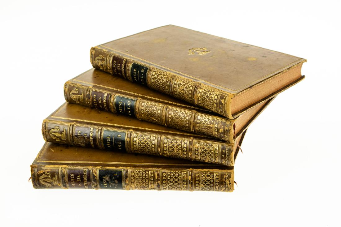 4V John Heneage Jesse GEORGE SELWYN AND HIS: 4V John Heneage Jesse GEORGE SELWYN AND HIS CONTEMPORARIES 1843 Complete Privately Commissioned Binding Hudson Gurney Gilt Fish Stamp Leatherbound Gilt Tooling Endgraved Portraits Illustrated Memoirs 