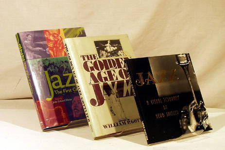 3V Hasse SIGNED JAZZ HISTORY Gottlieb Snitzer Age: This auction lot includes the following group of SIGNED Jazz Reference titles: - Jazz - A Visual Journey by Snitzer - Dated 1999 by Notables - signed by Herb Snitzer, softcover - The Golden Age of