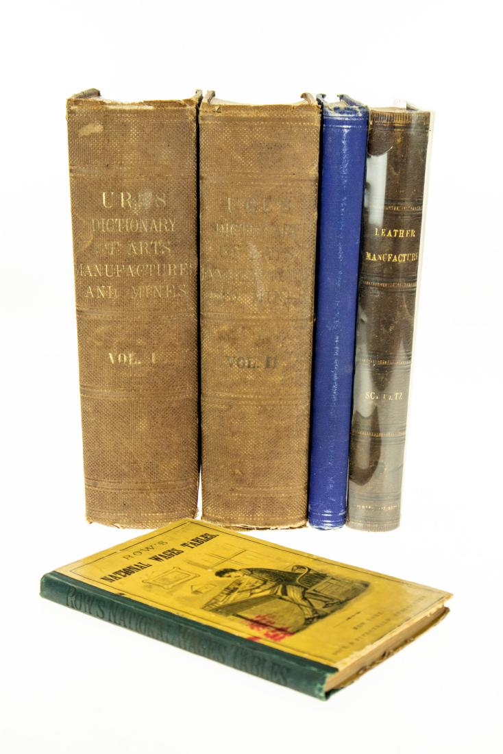 5V ANTIQUE REFERENCE Decorative Leatherbound Commerce: 5V ANTIQUE REFERENCE Decorative Leatherbound Commerce Leather Mines Industry Masonic National Wages Tables Nelson Row Ahiman Rezon Masons PA Shamokin Jackson S Schultz Illustrated Dictionary Arts Manu