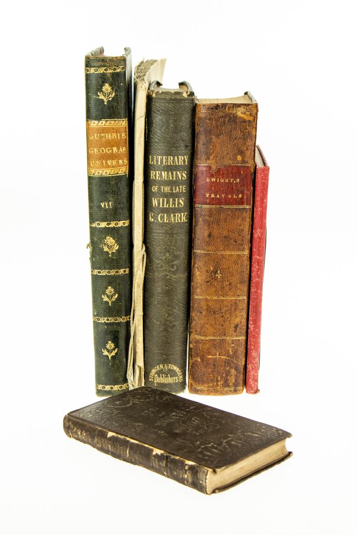 6V ANTIQUE AMERICAN HISTORY Boston Almanac 1857: 6V ANTIQUE AMERICAN HISTORY Boston Almanac 1857 Fold‾Out Map Hamilton Club Brooklyn NY By‾Laws Officers Travels New England New‾York Timothy Dwight Leatherbound Literary Remains Will