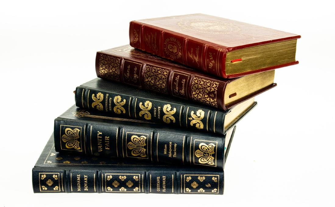 5V Decorative Classics EASTON PRESS Literature: 5V Decorative Classics EASTON PRESS Literature Leatherbound Gilt Illustrated Jane Eyre Charlotte Bronte Pride and Prejudice Jane Austen Limited Wuthering Heights Emily Bronte Vanity Fair William Makep