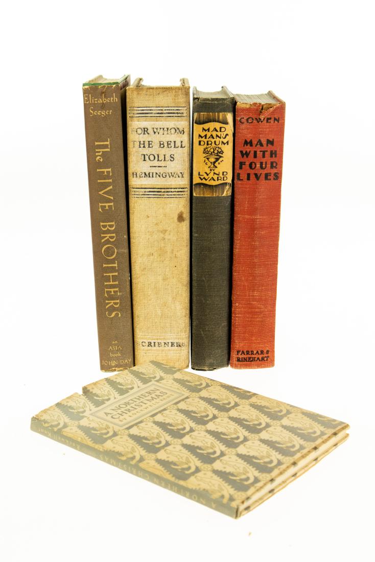 5V COLLECTIBLE VINTAGE AND ANTIQUE LITERATURE Scarce: 5V COLLECTIBLE VINTAGE AND ANTIQUE LITERATURE Scarce First Printing Northern Christmas Rockwell Kent Scarce Dust Jacket Five Brothers Nahabharata Elizabeth Seeger Mad Man′s Drum Novel Woodcu