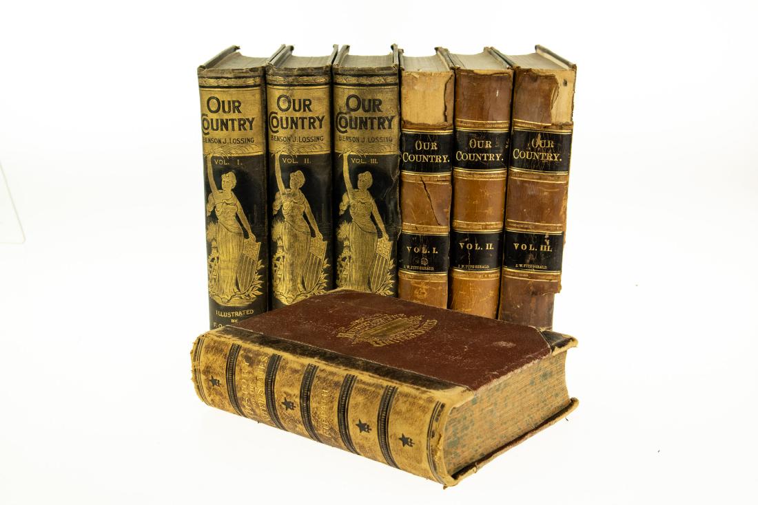7V DECORATIVE ANTIQUE AMERICAN HISTORY Leatherbound: 7V DECORATIVE ANTIQUE AMERICAN HISTORY Leatherbound Victorian Gilt Illustrated Maps Diagrams Charts Our Country Household History Benson J Lossing Complete Popular History of the United States John Cl