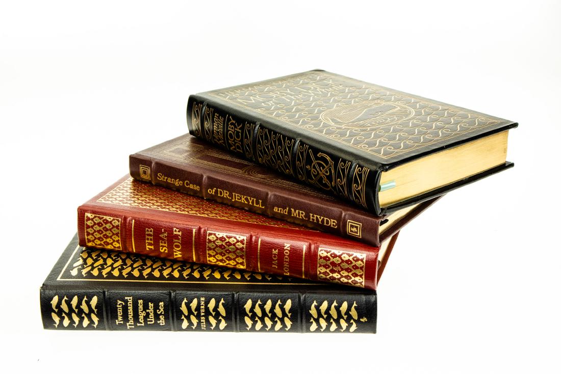 4v Decorative Adventure Classics EASTON PRESS: 4v Decorative Adventure Classics EASTON PRESS Leatherbound Gilt Illustrated Literature Moby Dick or The Whale Herman Melville Strange Case of Dr Jekyll and Mr Hyde Robert Louis Stevenson The Sea&#