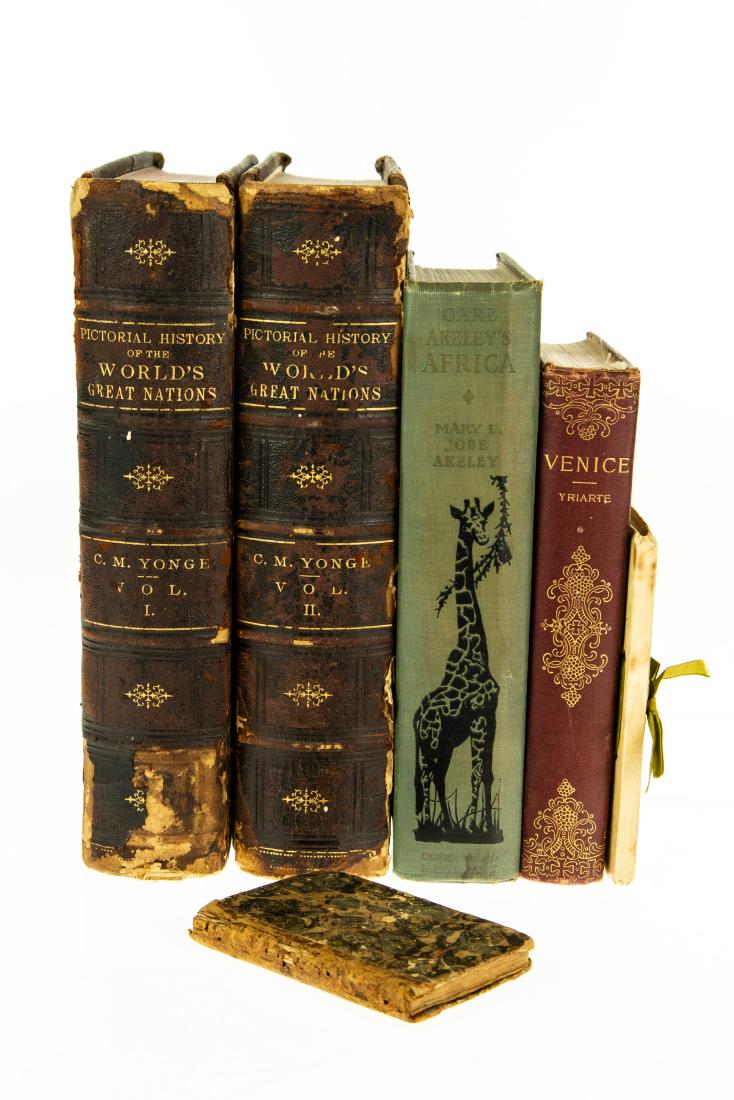 6V ANTIQUE ESTATE BOOKS Leatherbound Decorative: 6V ANTIQUE ESTATE BOOKS Leatherbound Decorative Victorian Gilt Etiquette Whole Duty of Woman Edwin & Angelina 1810 Stiles Printer Philadelphia Good Fellowship Samuel Francis Woolard Venice History