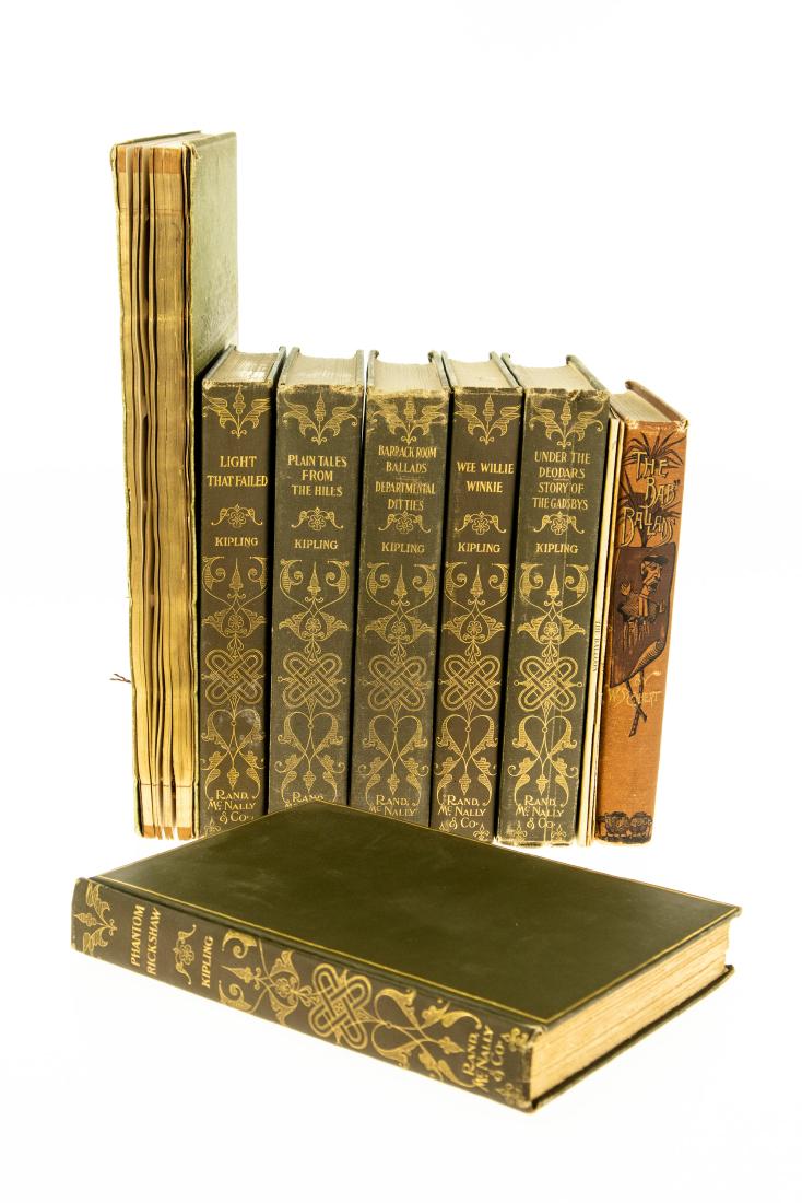 10V DECORATIVE ANTIQUE LITERATURE Victorian Gilt Bab: 10V DECORATIVE ANTIQUE LITERATURE Victorian Gilt Bab Ballads W S Gilbert Peter Wilkins Flying Islanders Play The Balloon Farcical Comedy J H Darnley G Manville Fenn Rudyard Kipling Under the Deodars S
