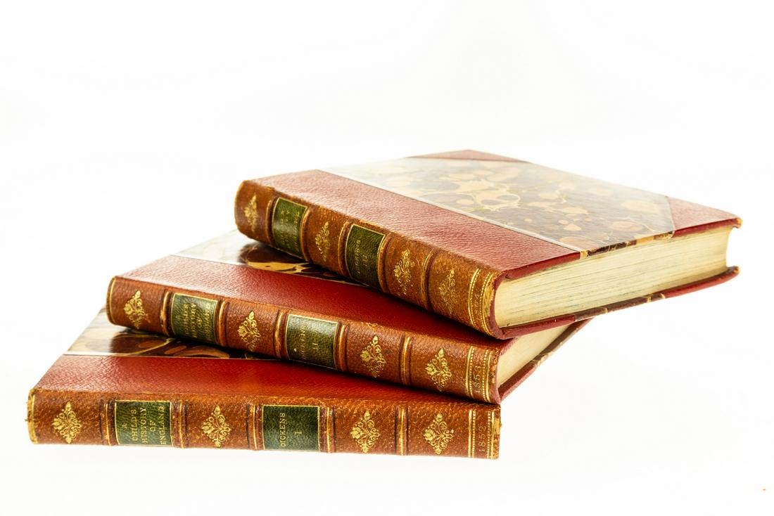 3V Charles Dickens A CHILD′S HISTORY OF: 3V Charles Dickens A CHILD′S HISTORY OF ENGLAND 1852‐1854 First Edition First Issue Engraved Frontispiece J. W. Topham Saxons Danes Normans Plantagenets Edward I Longshanks Henry IV Boling