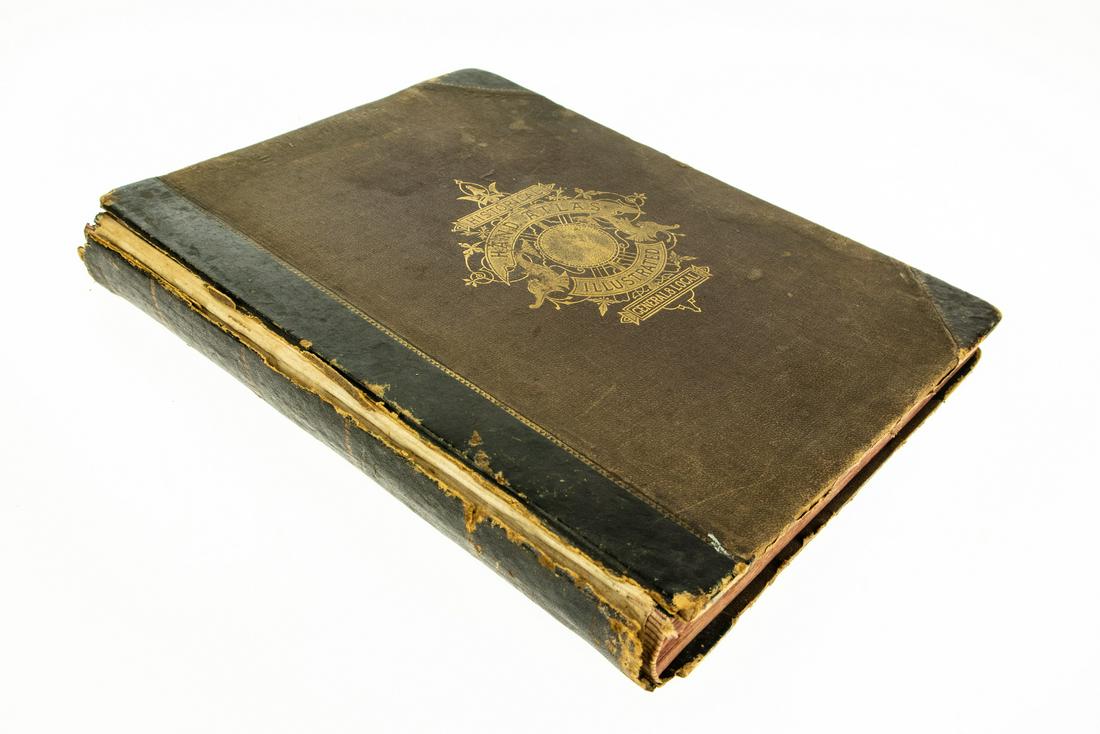 H H Hardesty HISTORICAL HAND‐ATLAS: H H Hardesty HISTORICAL HAND‐ATLAS ILLUSTRATED COPPER PLATE MAPS 1882 Elephant Folio Antique Decorative Gilt Fold‐Out Engraved Tipped‐In Color Railroad US States Provinces Canada Wor