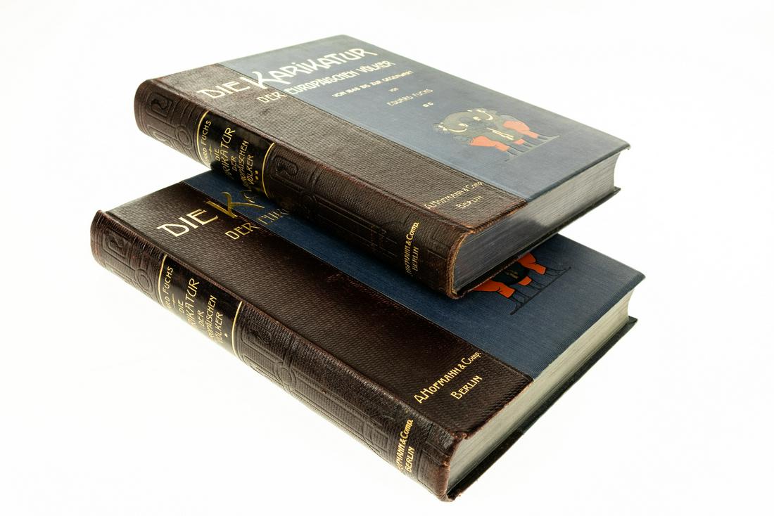 Beautiful ‐ 2V Eduard Fuchs DIE KARIKATUR DER: Beautiful ‐ 2V Eduard Fuchs DIE KARIKATUR DER EUROPAISCHEN VOLKER VOM ALTERUM BIS ZUR NEUZEIT & VON 1848 ZUR GEGENWART 1904/1906 Complete Set Elaborate Bindings Gilt Illustrated Color Plates