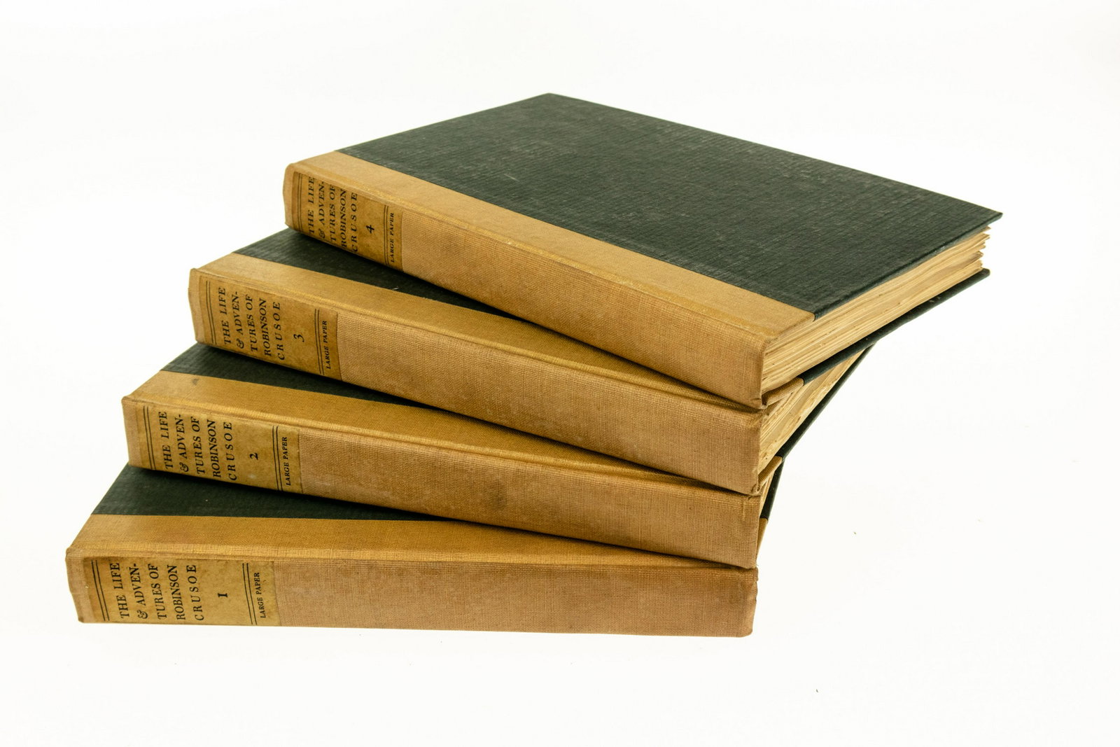 Limited Edition ‐ 4V Daniel Defoe THE LIFE AND: Limited Edition ‐ 4V Daniel Defoe THE LIFE AND STRANGE SURPRISING ADVENTURES OF ROBINSON CRUSOE 1908 Complete Set Decorative Tissue‐Guarded Illustrated Plates Frontispieces Stothard Design
