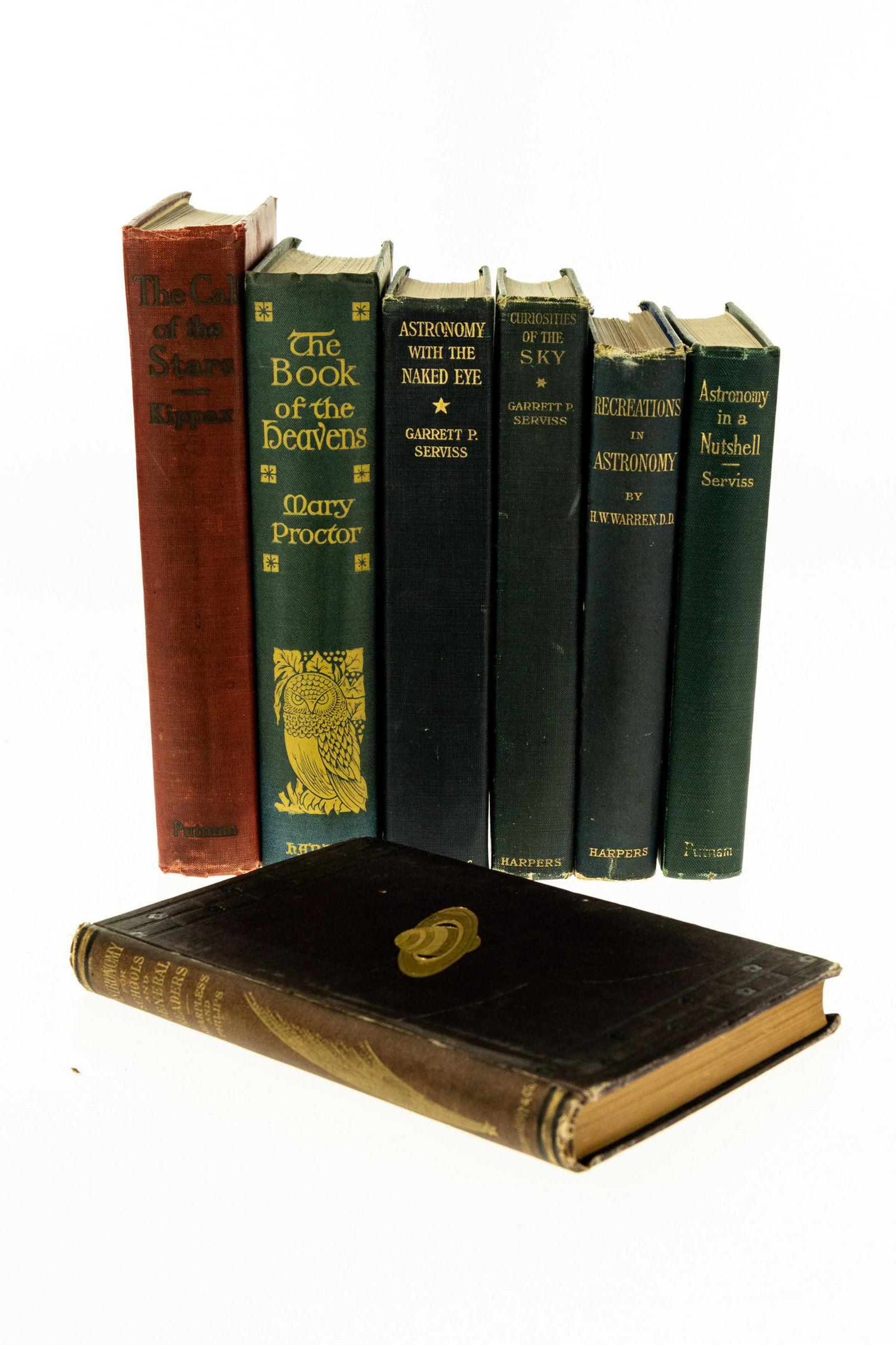 7V DECORATIVE ANTIQUE ASTRONOMY Victorian Gilt: 7V DECORATIVE ANTIQUE ASTRONOMY Victorian Gilt Illustrated Isaac Sharpless G. M. Philips Curiosities of the Sky Garrett P. Serviss First Printing Astronomy in a Nutshell Recreations in Astronomy Exper
