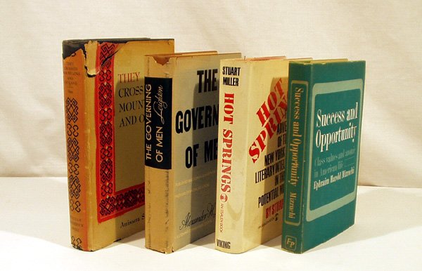 4V Governing Hot Springs SOCIOLOGY Success Signed: This auction lot includes the following group of titles: - They Crossed Mountains and Oceans by Anisoara Stan - Dated 1947 by William-Frederick Press - signed by the author - Hot Springs by Stuart