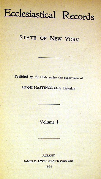 3V Hastings ECCLESIASTICAL RECORDS NEW YORK 1901 - 2