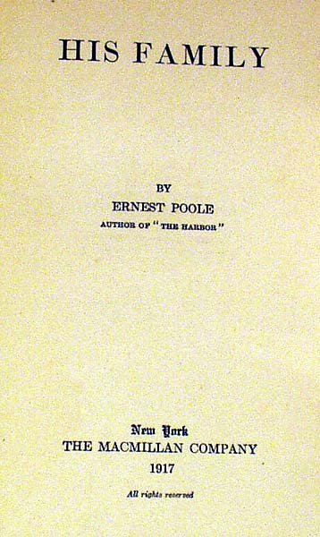Poole HIS FAMILY 1917 Inscribed First Pulitzer - 2