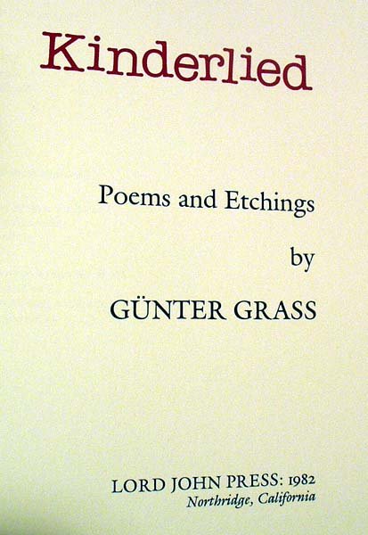 Grass KINDERLIED 1982 Signed Limited Poems Etchin - 2