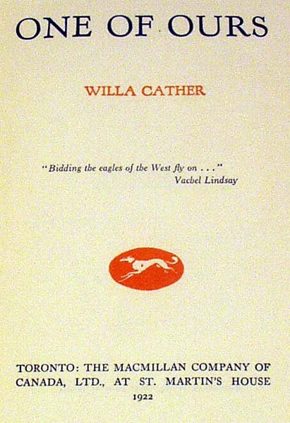 Cather ONE OF OURS 1922 Signed numbered 1st - 2