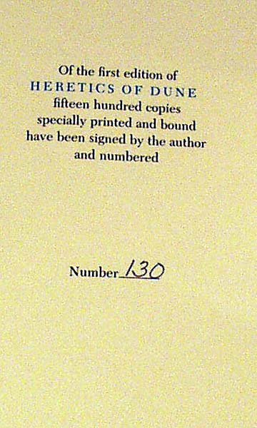 Herbert HERETICS OF DUNE 1984 Signed Limited ed. - 3