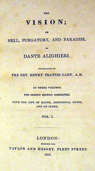 3V Dante THE VISION 1819 H. F. Cary Divine Comedy - 2