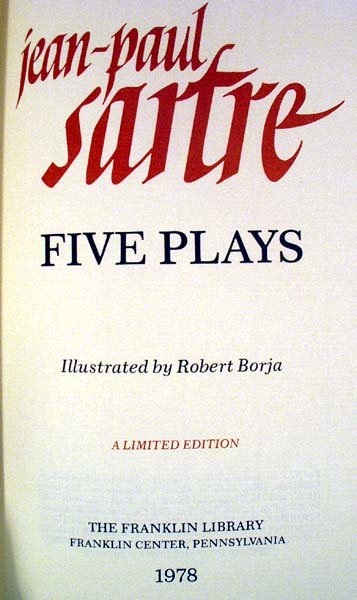 Sartre FIVE PLAYS 1978 Signed Franklin Limited - 2