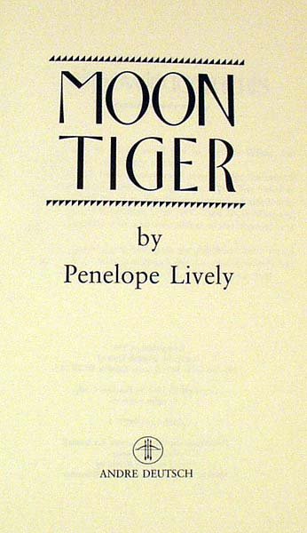 Lively MOON TIGER 1987 1st Edition Booker - 2