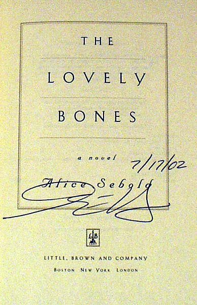 Sebold THE LOVELY BONES 2002 Signed First Printin - 2
