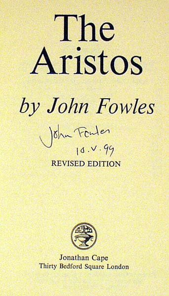 Fowles THE ARISTOS 1980 SIGNED BRITISH Aphorisms - 2