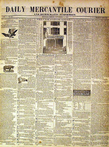 DAILY MERCANTILE COURIER 1842-43 Buffalo NY - 3