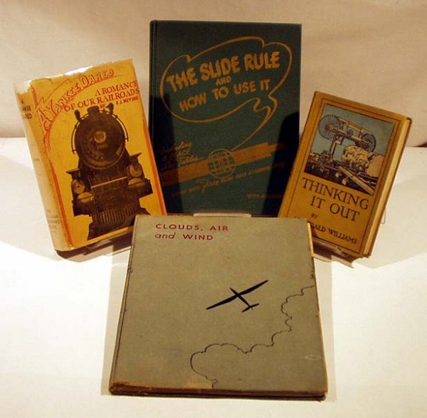 4V Sloane Sommers SCIENCE TECHNOLOGY Nevins: This auction lot includes the following group of vintage titles on science and technology: - Clouds, Air and Wind by Eric Sloane - Dated 1941 by Devin-Adair Company - Fourth Revised edition, hinges